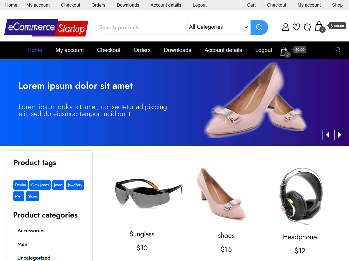 eCommerce Startup theme screenshot