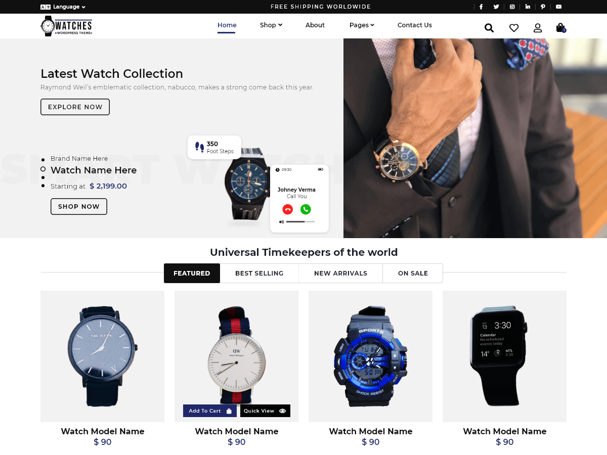 Ecommerce Watch Store theme screenshot