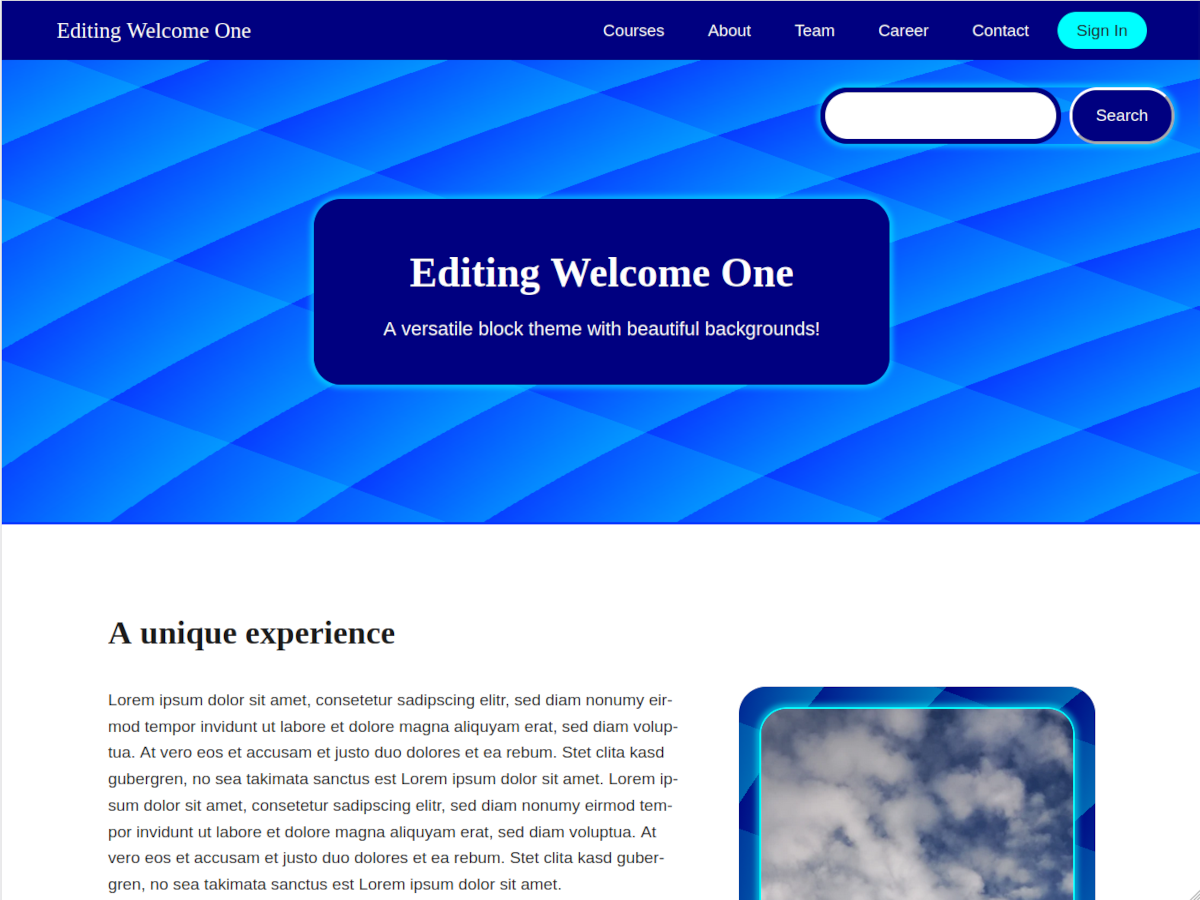 Editing Welcome One theme screenshot