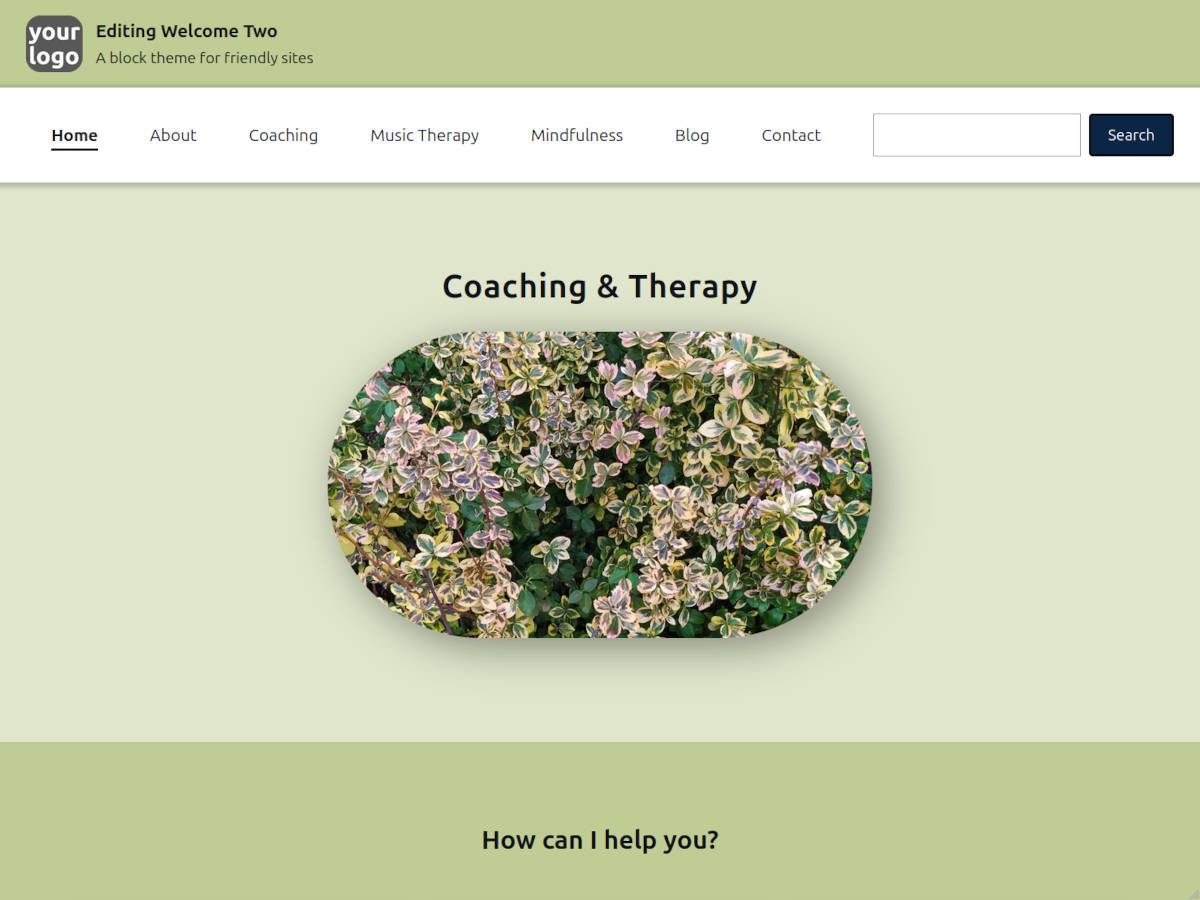 Editing Welcome Two theme screenshot