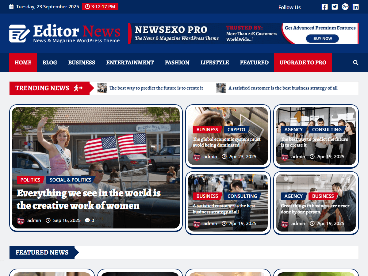 Editor News theme screenshot
