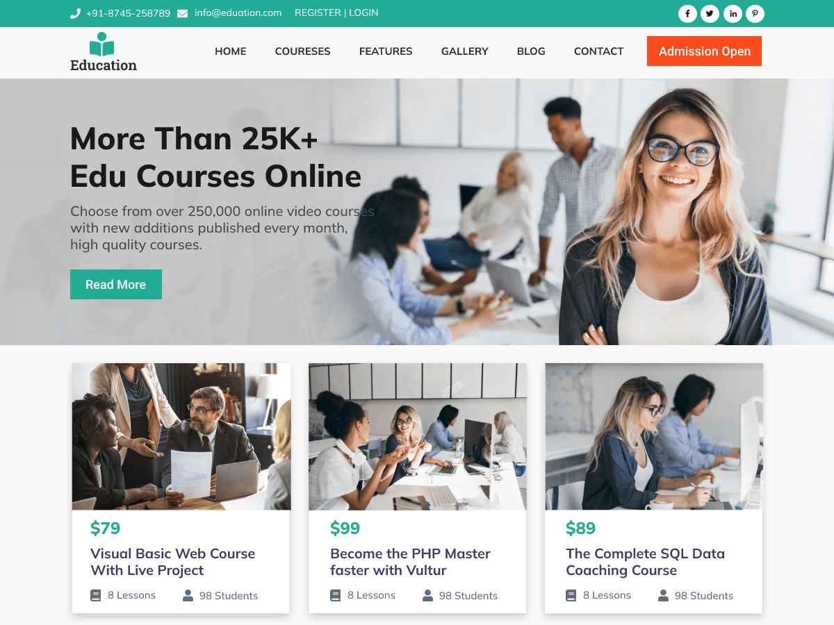 Education Academy Coach theme screenshot