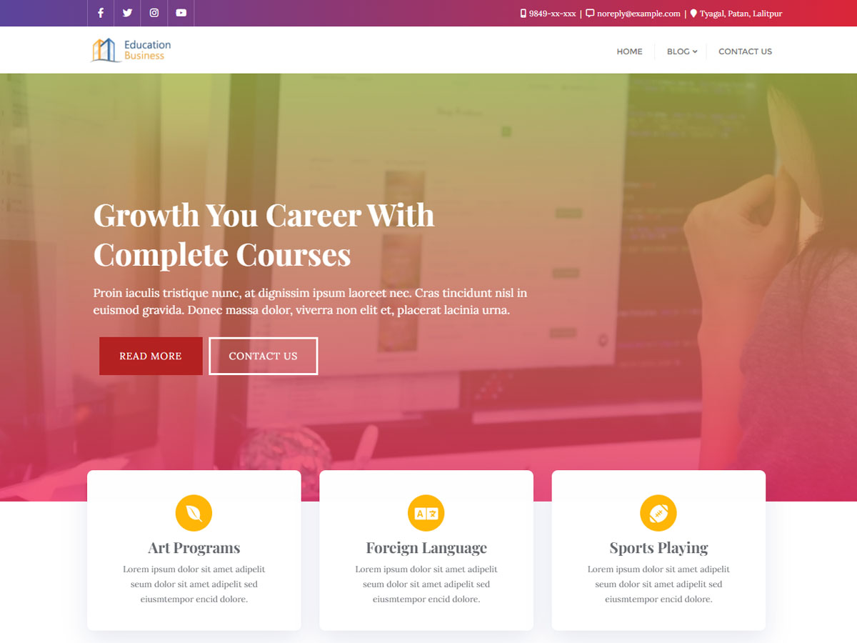 Education Business School theme screenshot