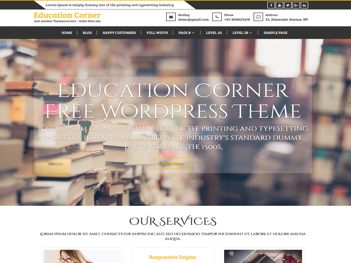 Education Corner theme screenshot