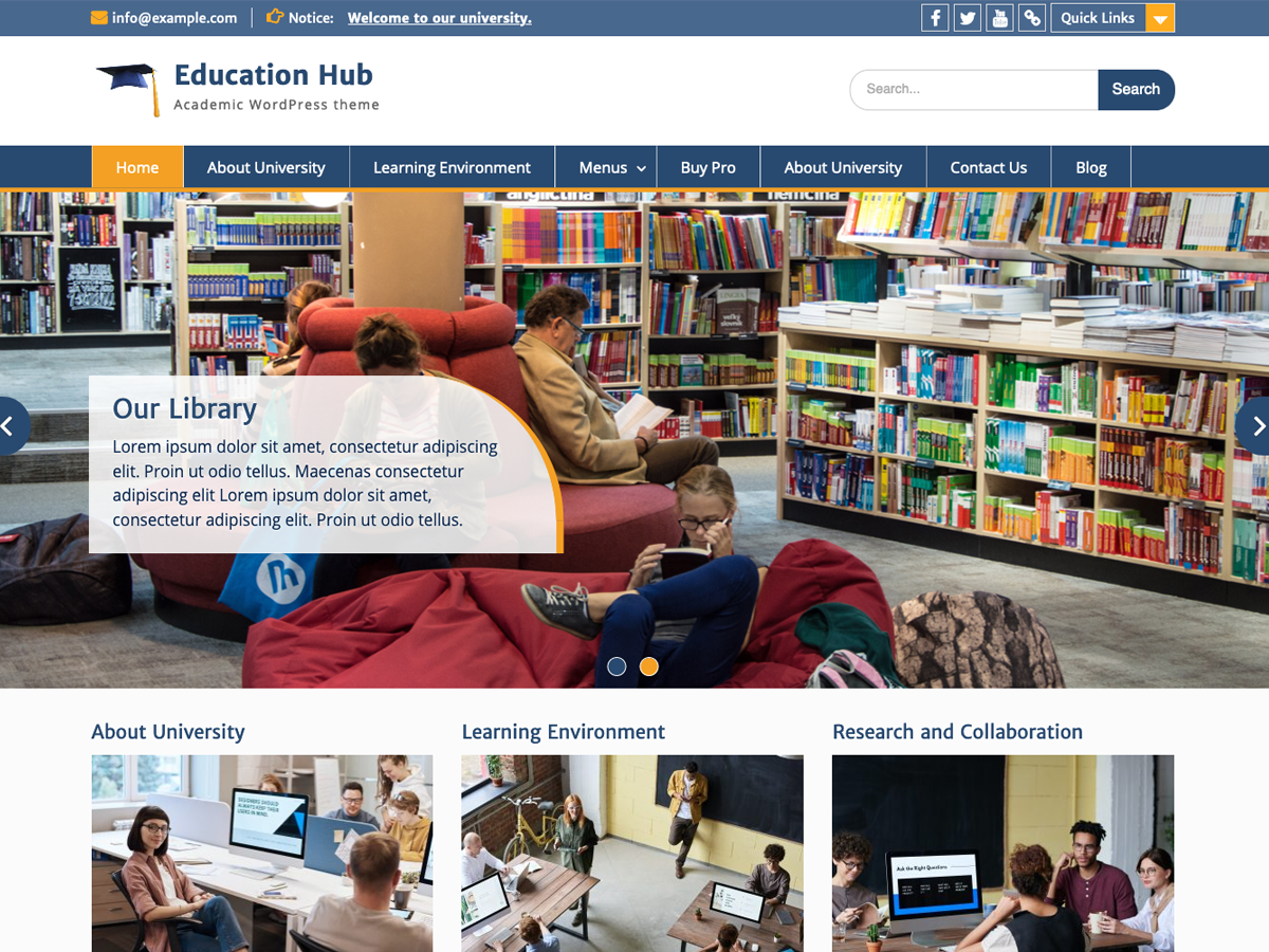 Education Hub theme screenshot