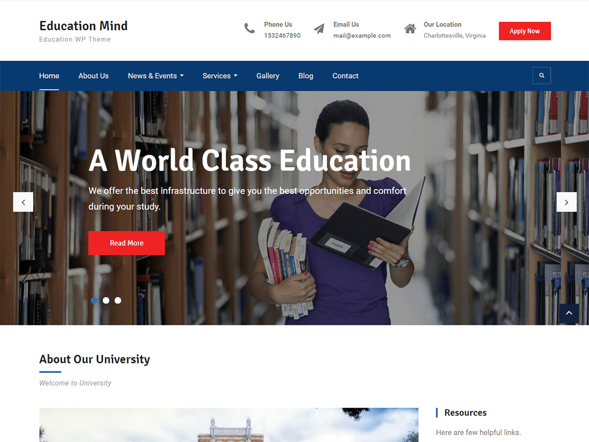 Education Mind theme screenshot