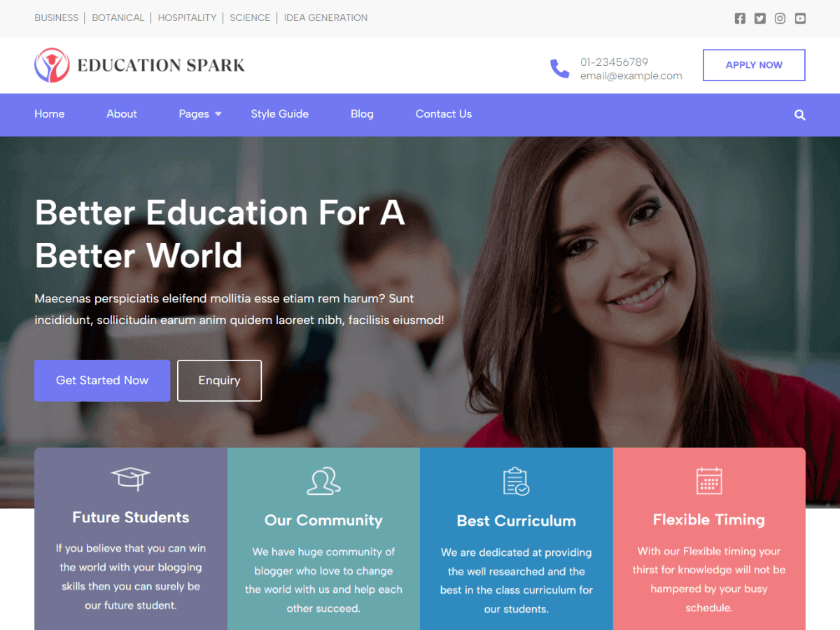 Education Spark theme screenshot