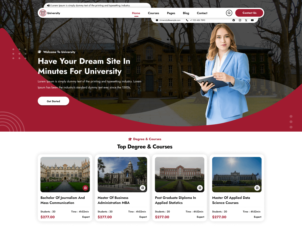 Educational University theme screenshot