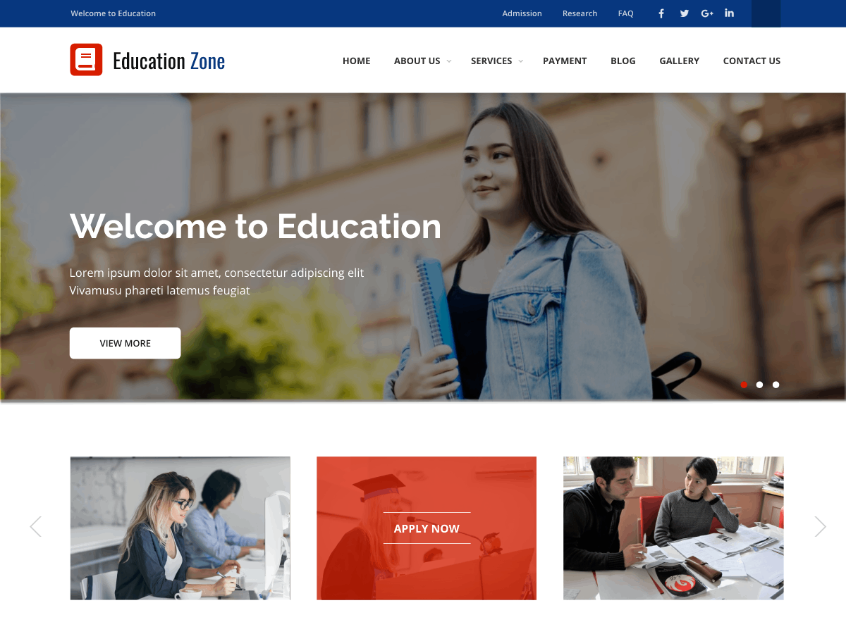 Educational Zone theme screenshot