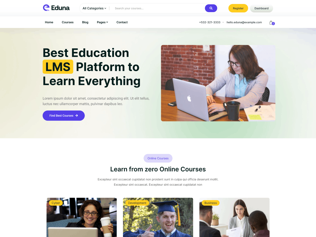 Eduna LMS theme screenshot
