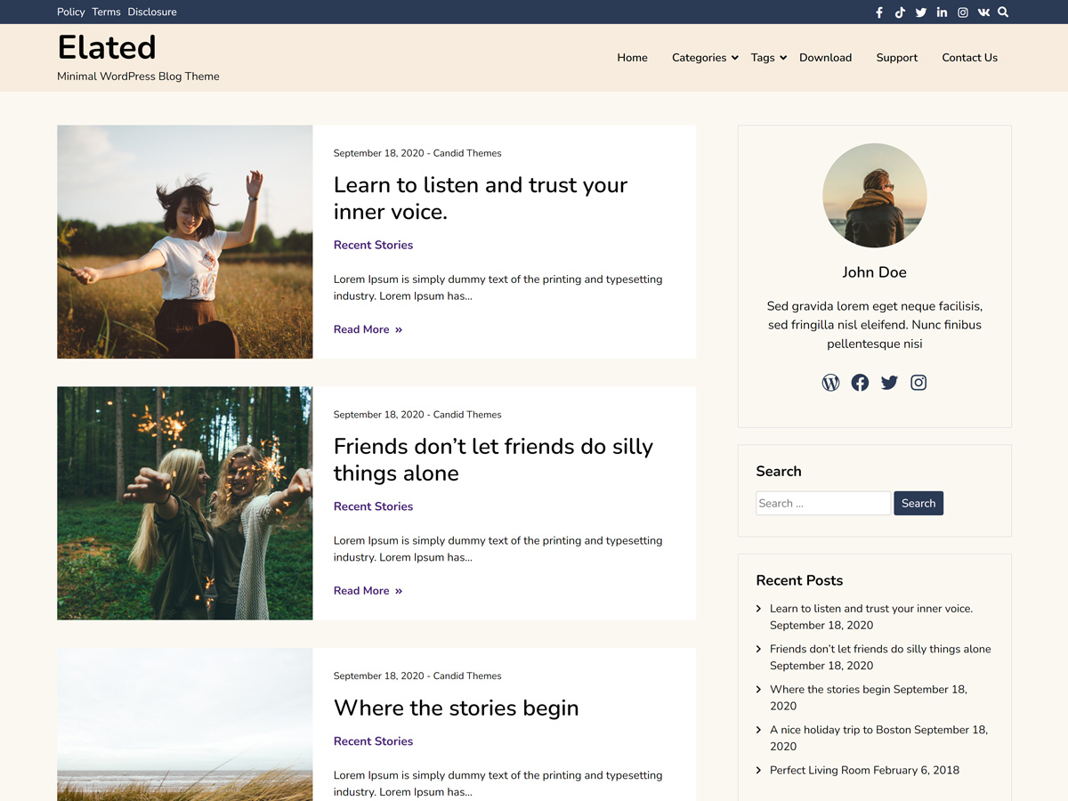 Elated theme screenshot