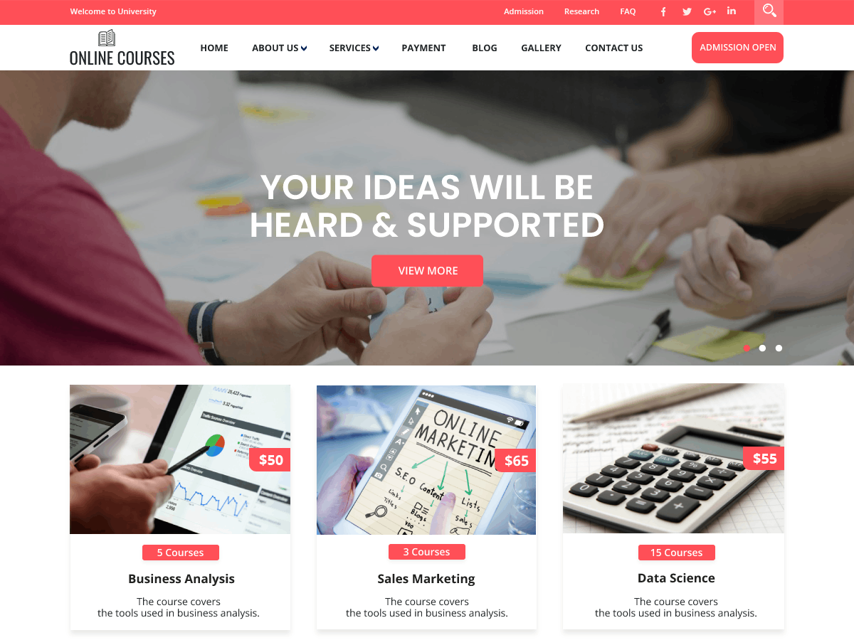 Elearning Online Courses theme screenshot