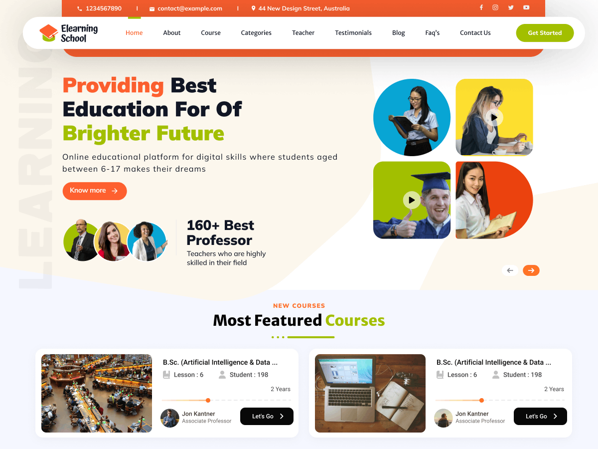 Elearning School theme screenshot