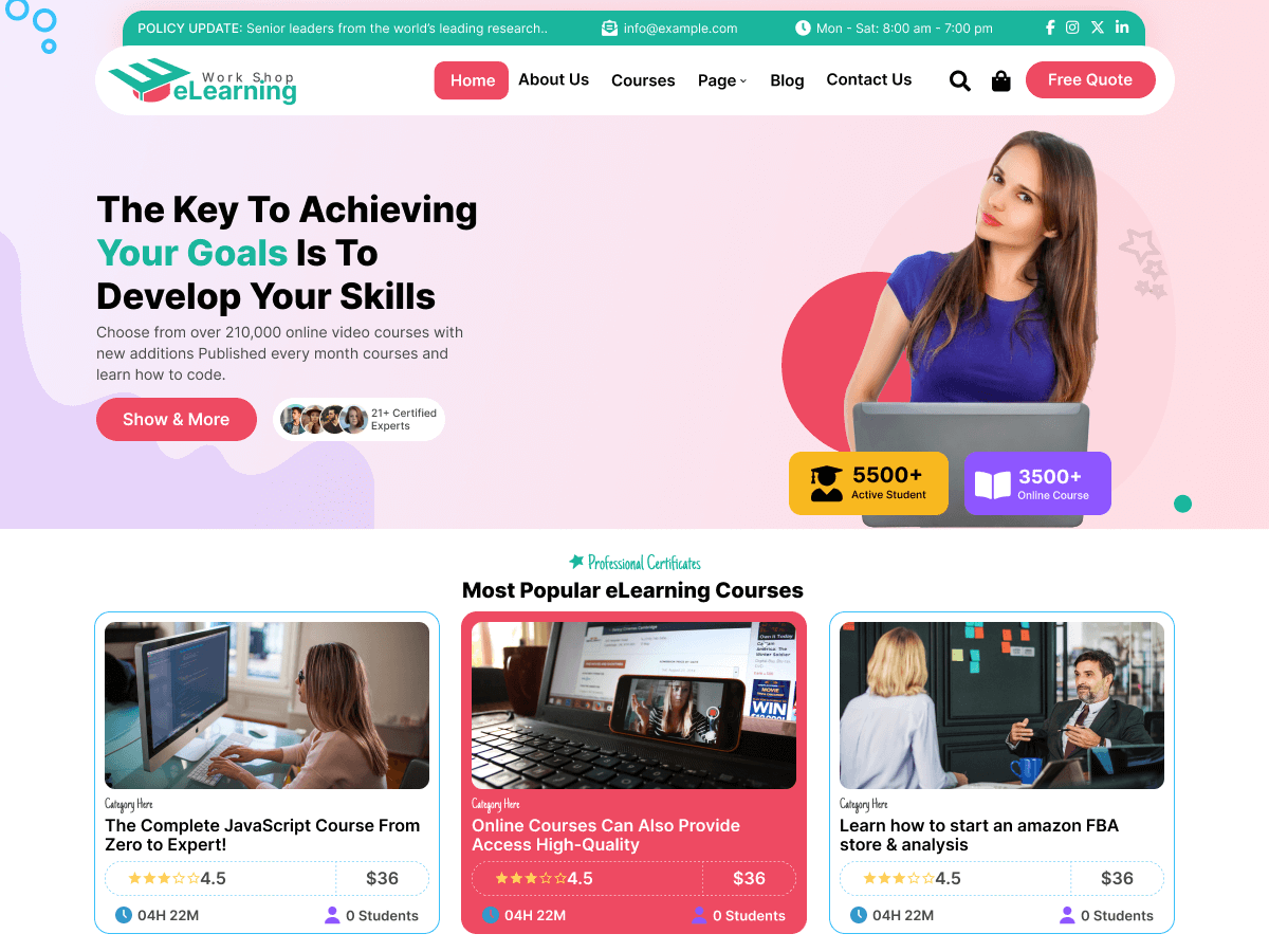 Elearning Workshop theme screenshot