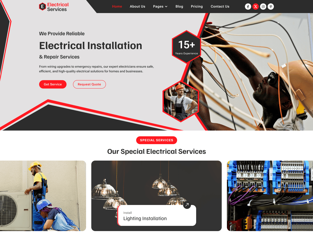 Electrical Services theme screenshot