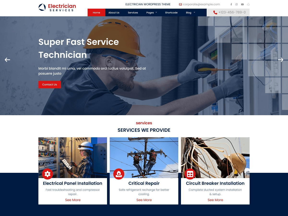 Electrician Contractor theme screenshot