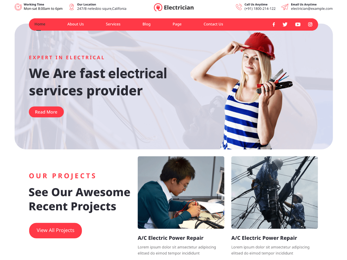 Electrician Services theme screenshot