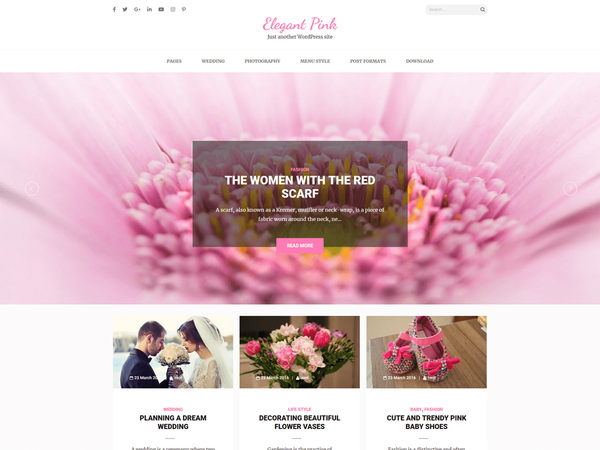 Elegant Pink theme screenshot