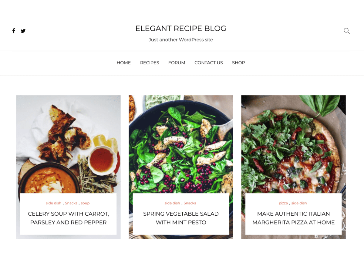 Elegant Recipe Blog theme screenshot