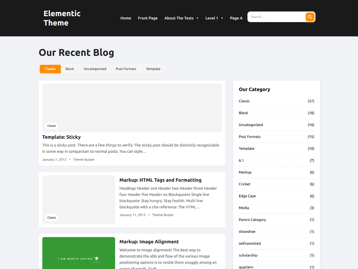 Elementic theme screenshot