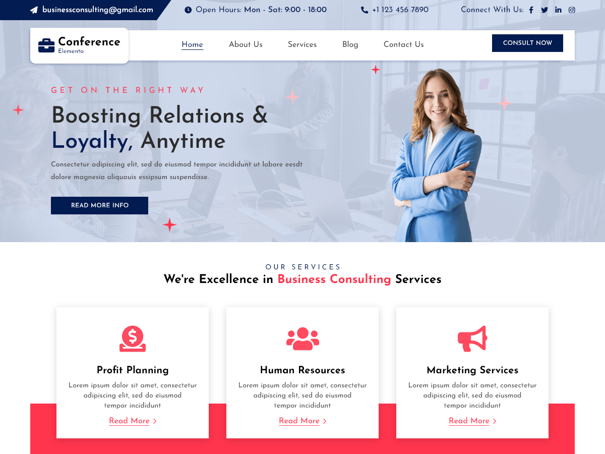 Elemento Conference theme screenshot