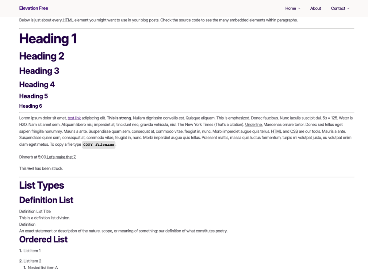 Elevation Free theme screenshot
