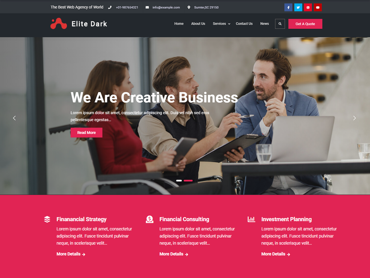 Elite Business Dark theme screenshot