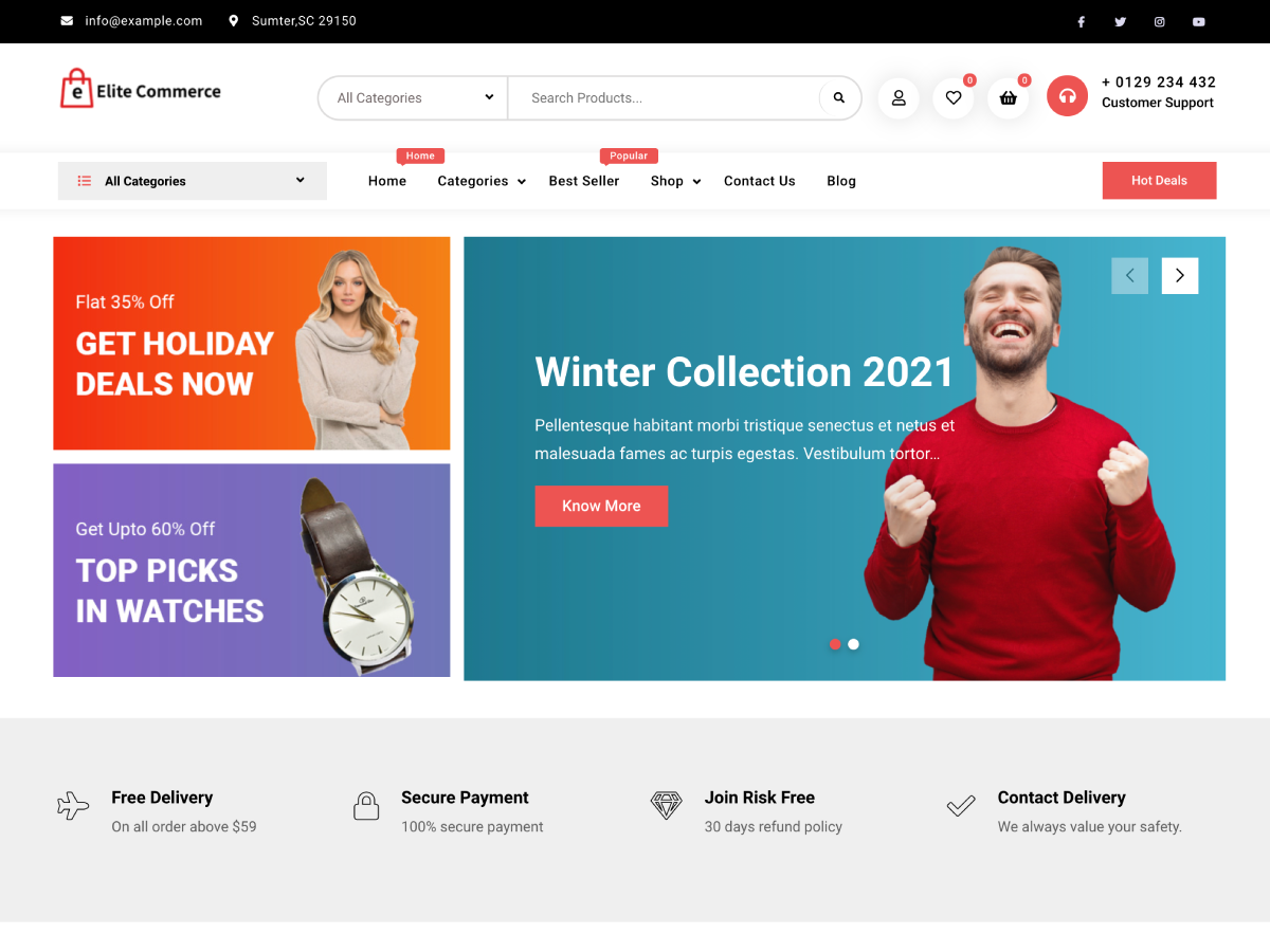 Elite Commerce theme screenshot
