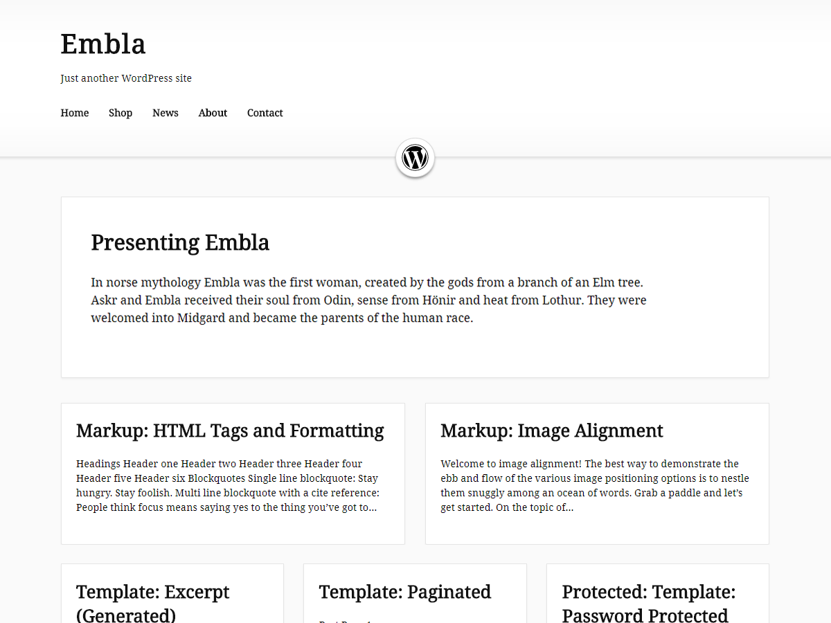 Embla theme screenshot