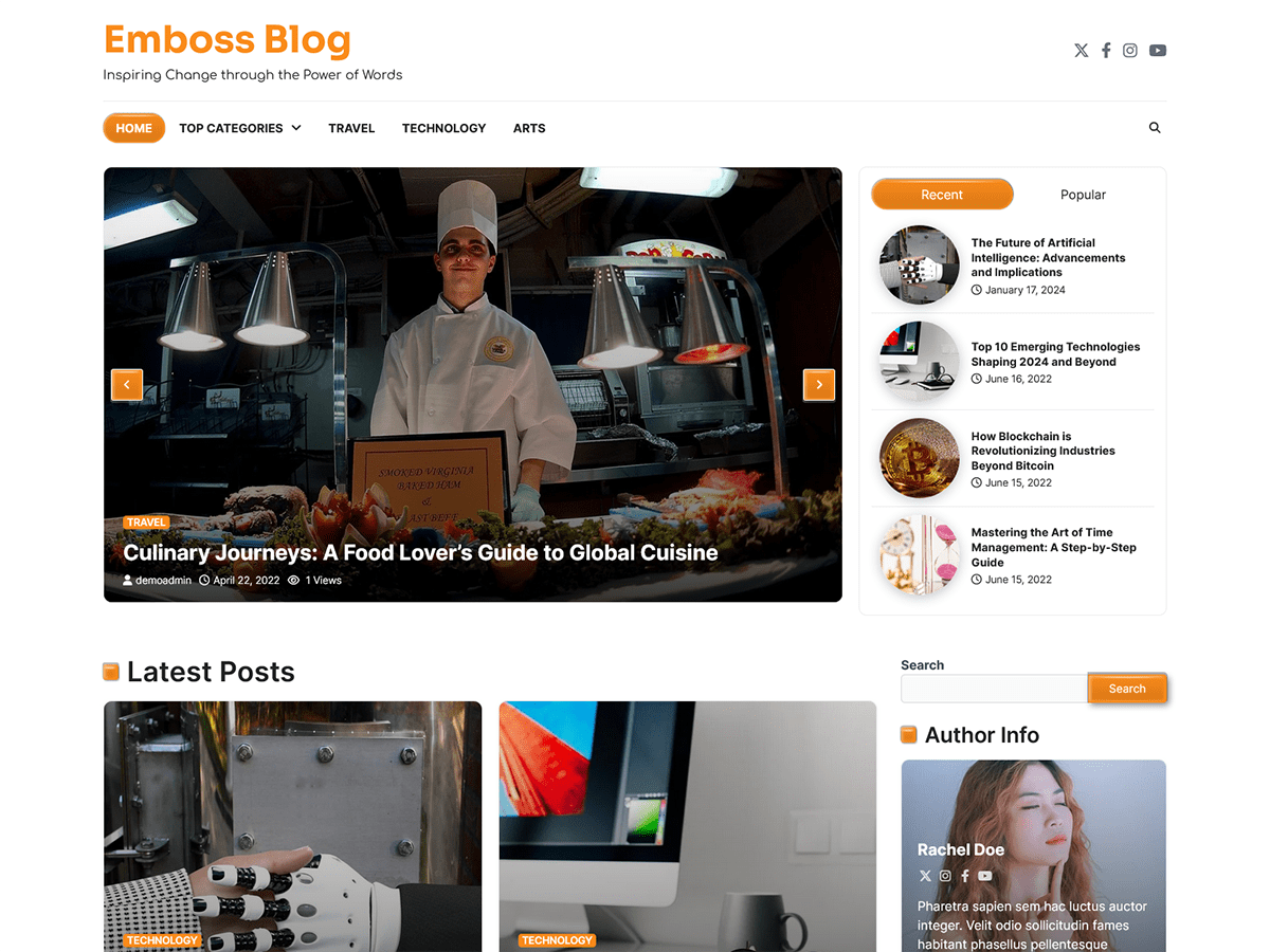 Emboss Blog theme screenshot