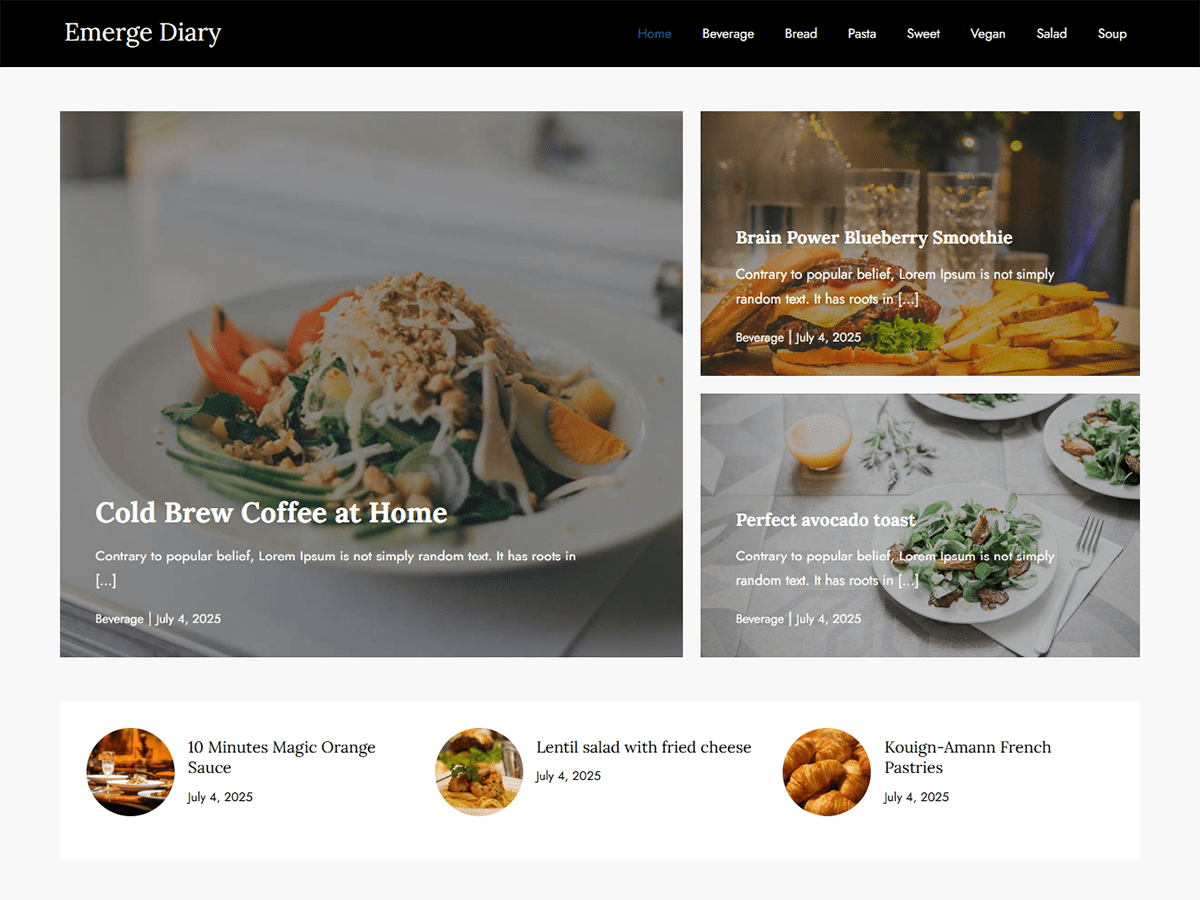 Emerge Diary theme screenshot