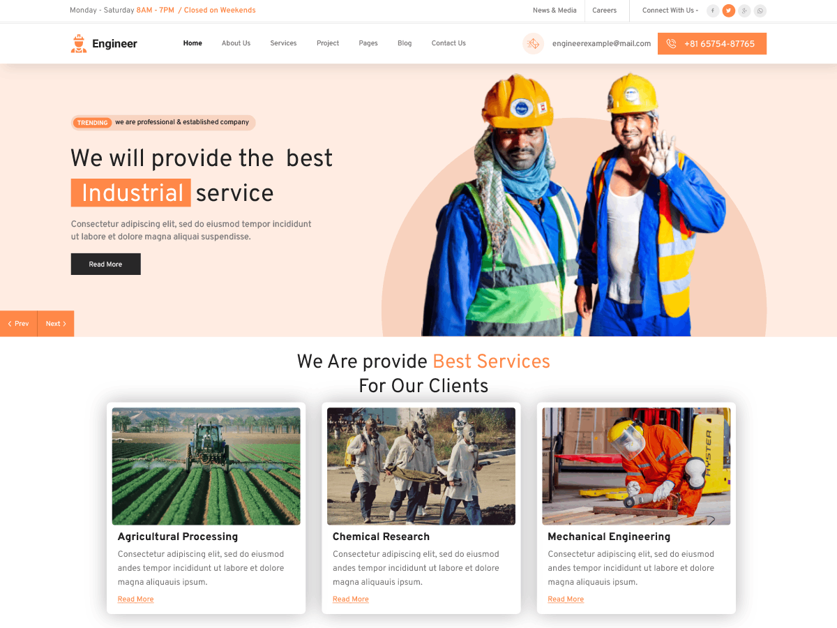 Engineering Manufacturing theme screenshot
