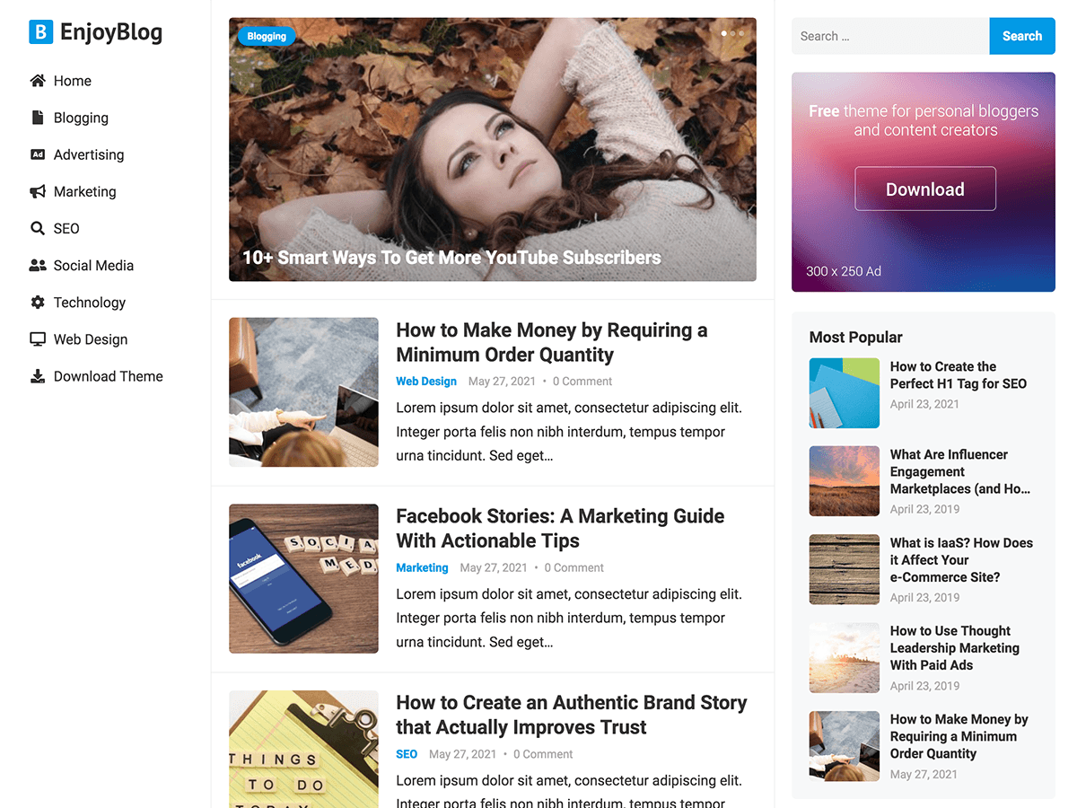 EnjoyBlog theme screenshot