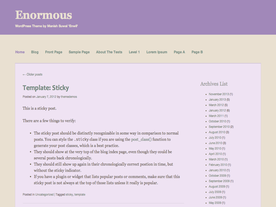 Enormous theme screenshot