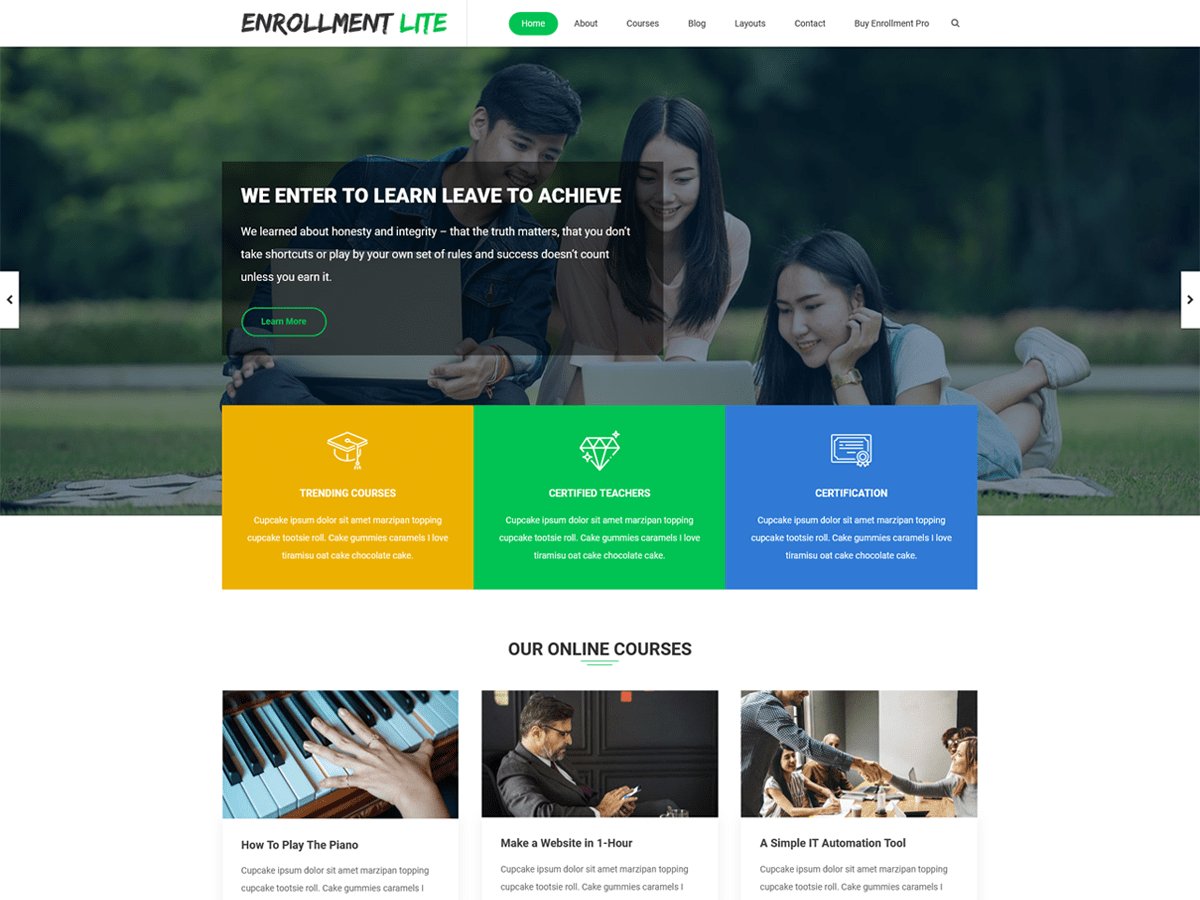 Enrollment Lite theme screenshot
