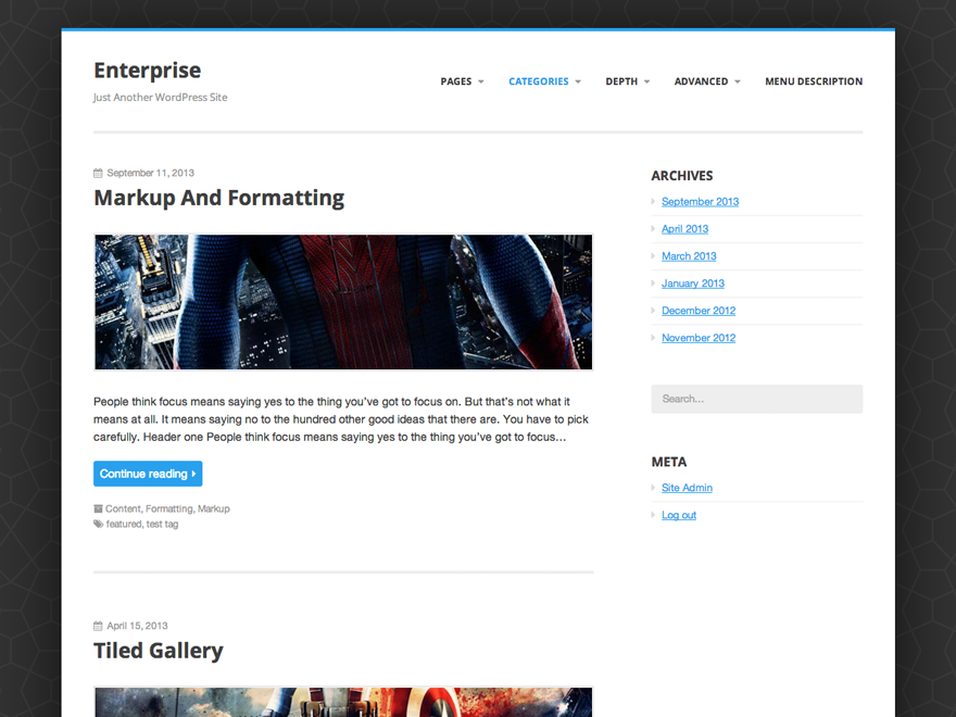 Enterprise Lite theme screenshot