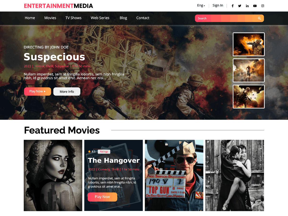 Entertainment Media theme screenshot