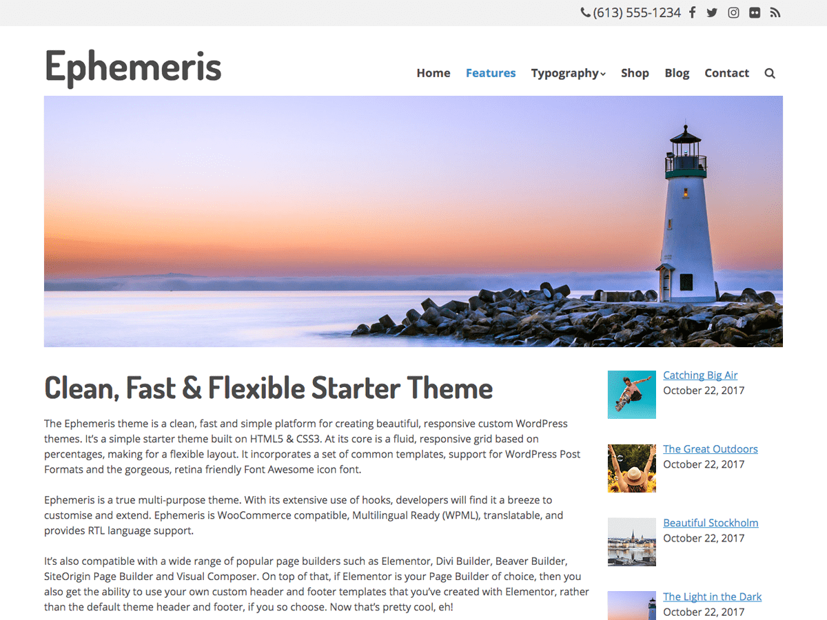 Ephemeris theme screenshot