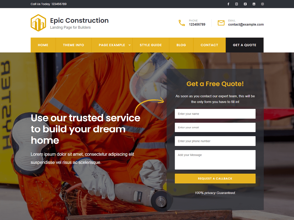 Epic Construction theme screenshot