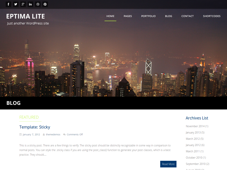 Eptima Lite theme screenshot