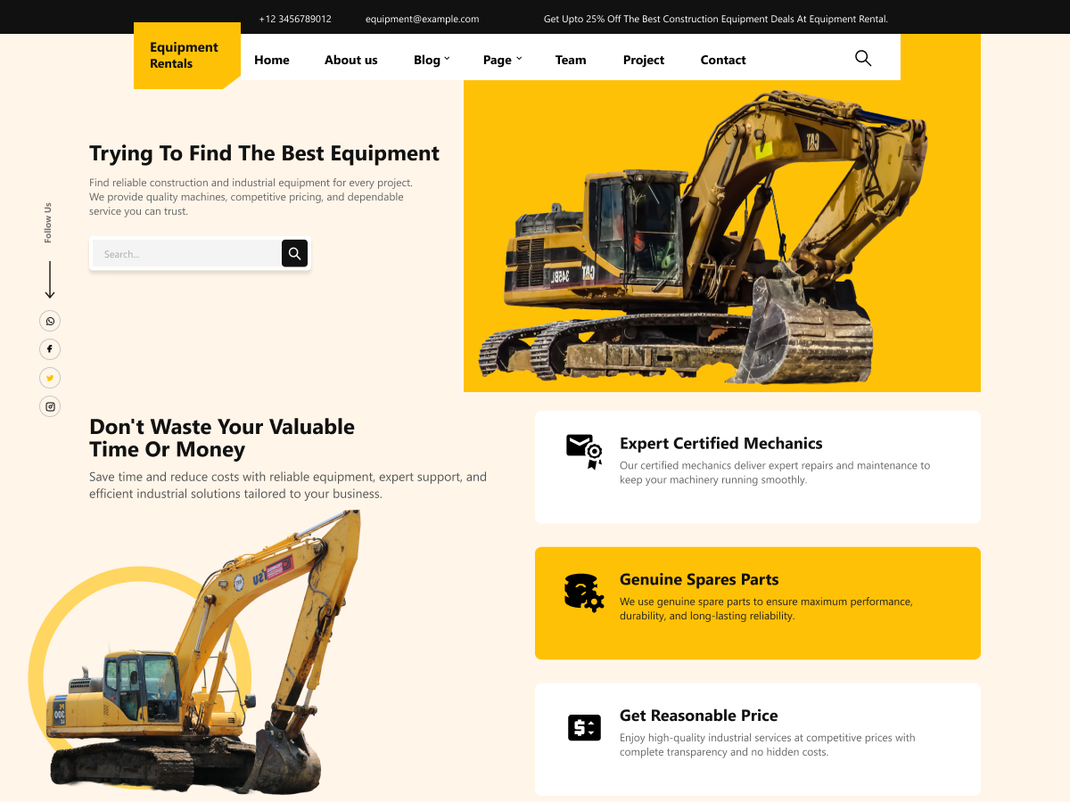 Equipment Rental Lite theme screenshot