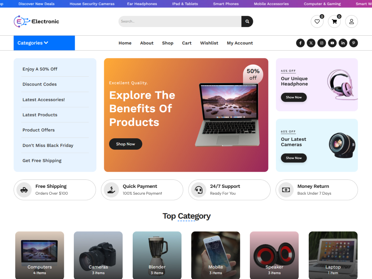 Eshop Electronic theme screenshot