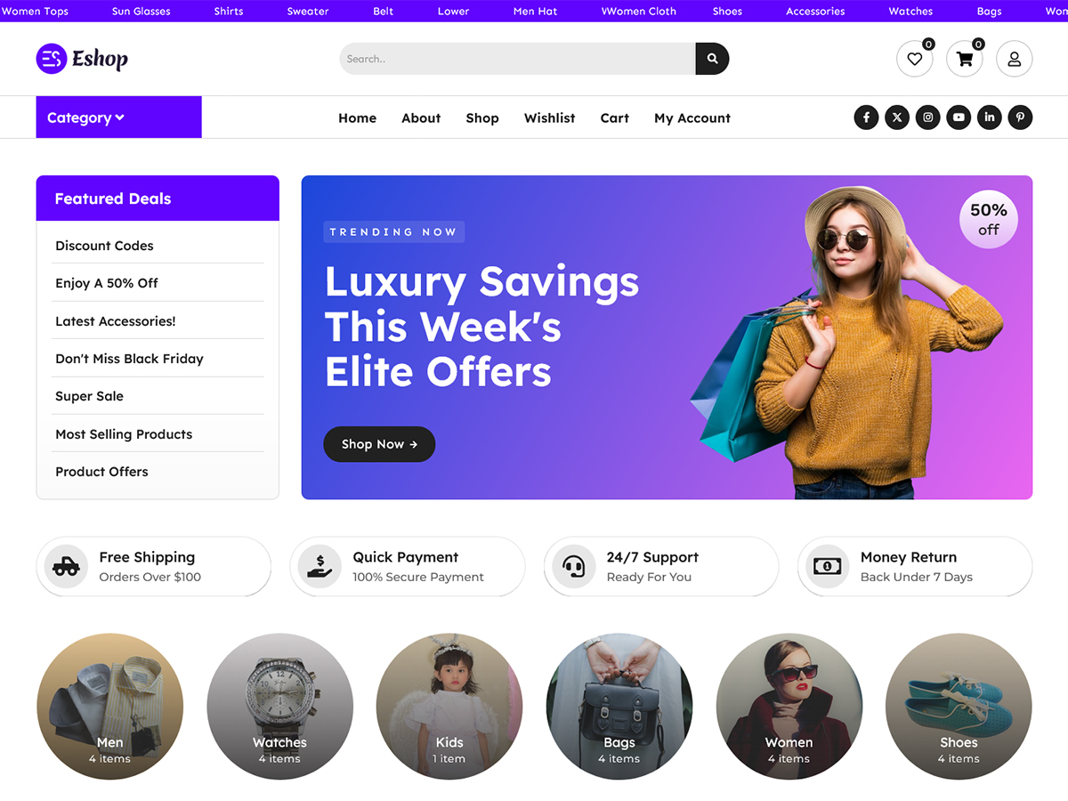 Eshop Elementor theme screenshot