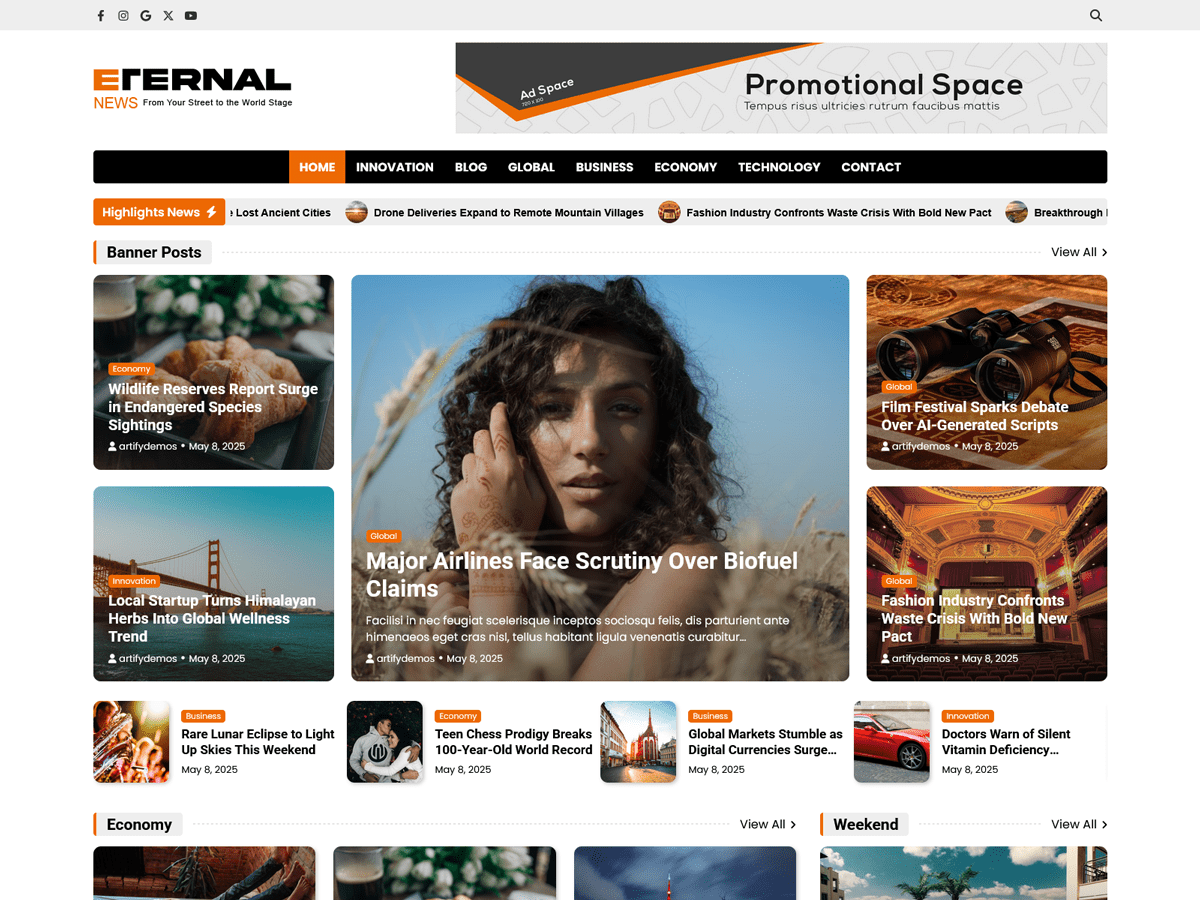 Eternal News theme screenshot