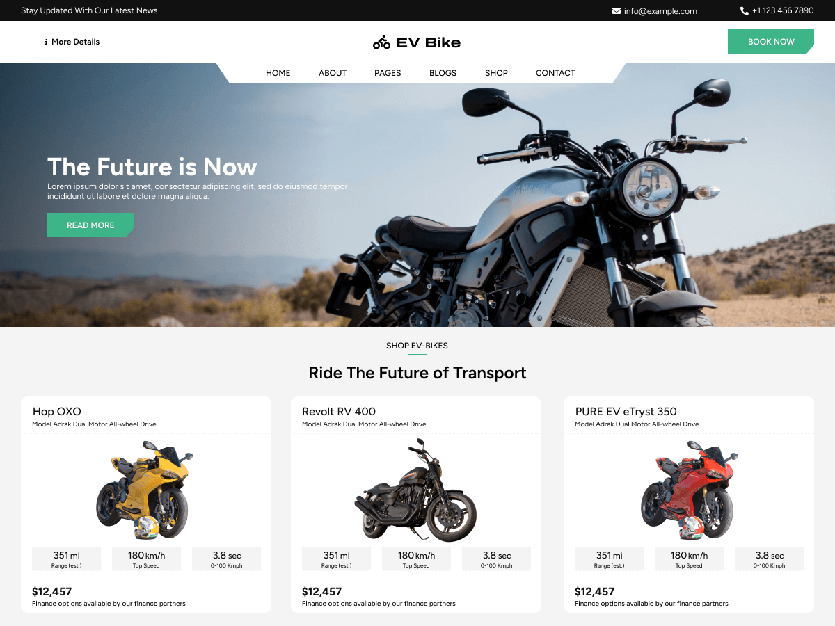 EV Bike Shop theme screenshot