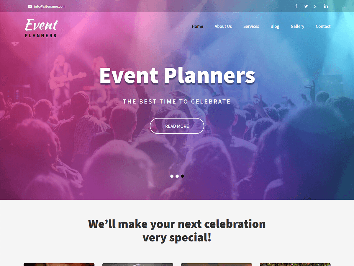 Event Planners theme screenshot
