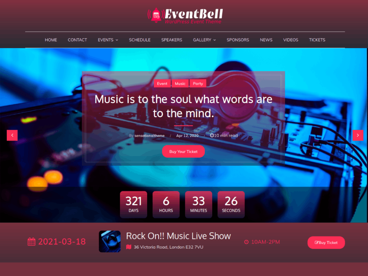 EventBell theme screenshot