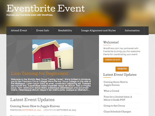 Eventbrite Event theme screenshot