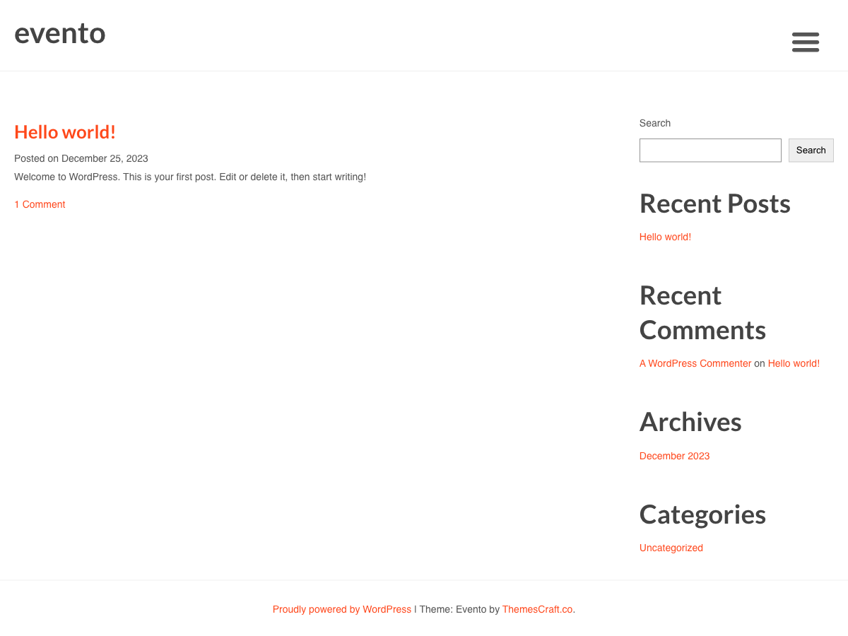 Evento theme screenshot