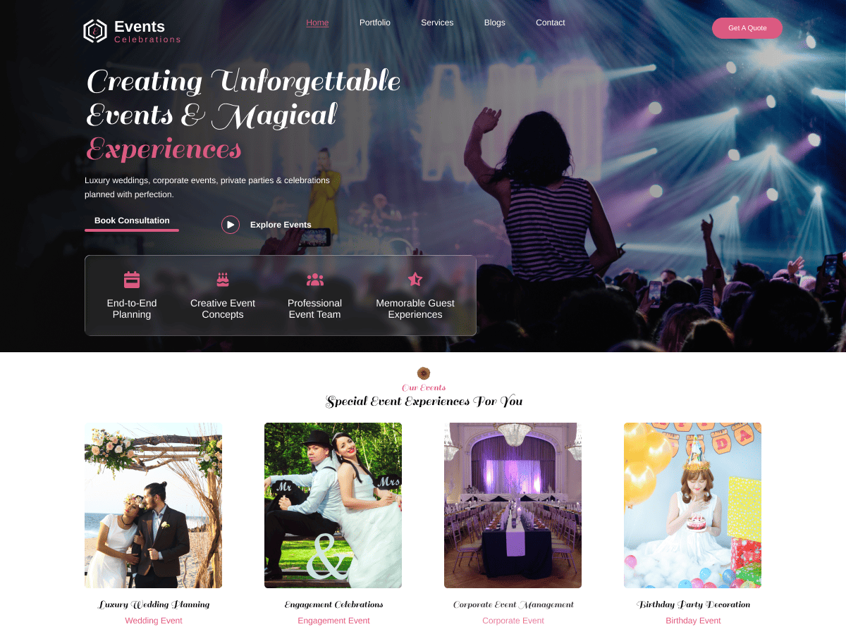 Events and Celebrations theme screenshot